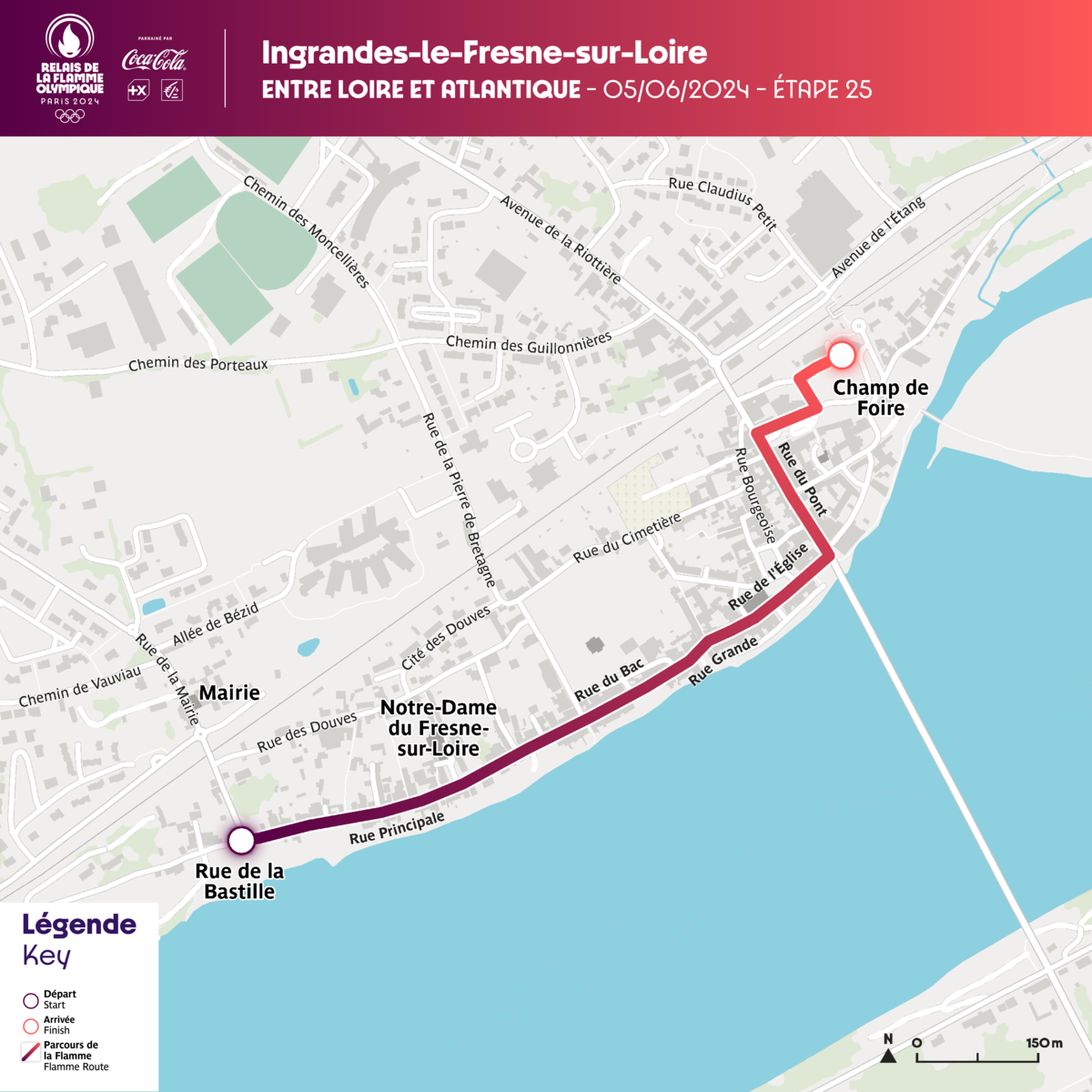 Plan du Parcours de la flamme olympique sur Ingrandes-Le Fresne sur Loire