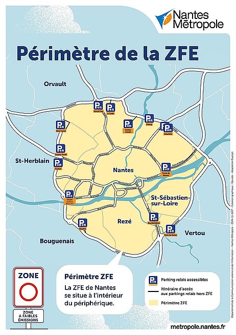 Carte de la ZFE de Nantes métropole (cliquez pour agrandir) Carte de la ZFE de Nantes métropole (cliquez pour agrandir)
