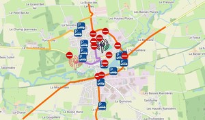 Plan des déviations sur le parcours de la flamme olympique à Vallons-de-l'Erdre