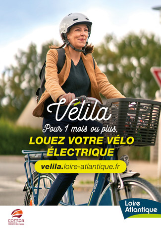 Affiche vélila Vélila, pour 1 mois ou plus, réservez votre vélo électrique