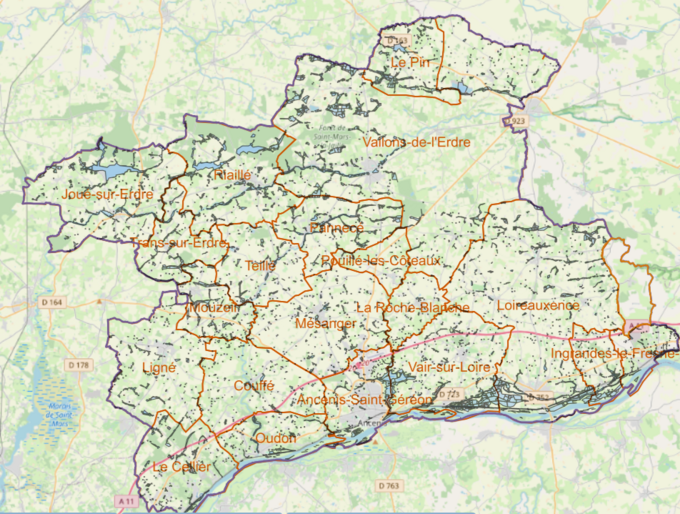 Carte des zones humides du Pays d'Ancenis