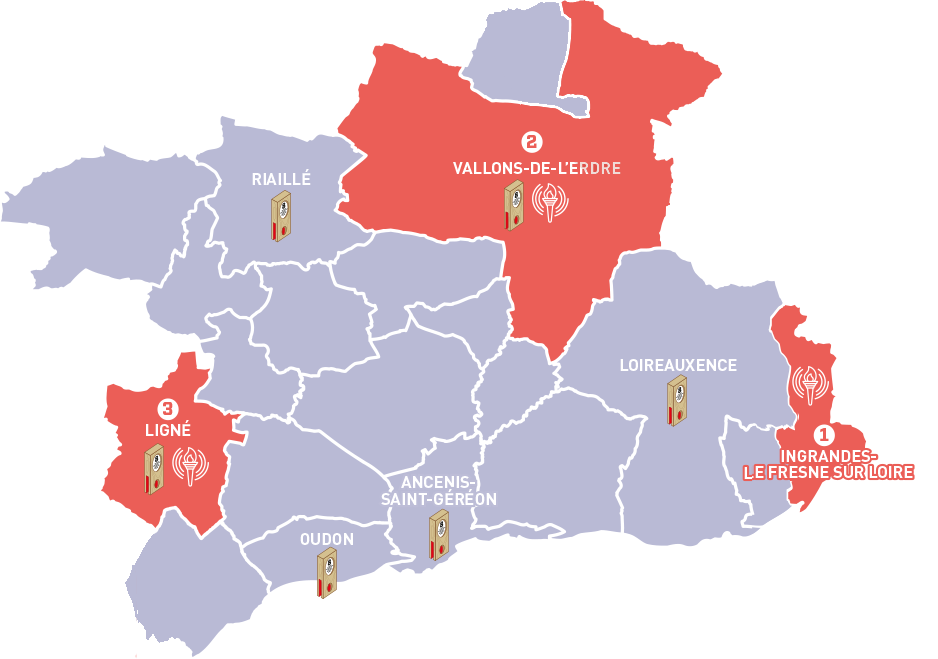 carte des communes de passage de la flamme olympique