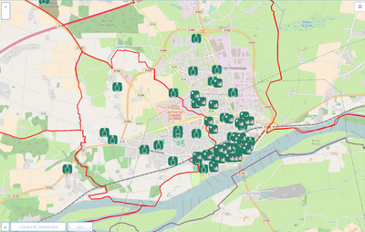 Carte de localisation des points d'apport volontaire des déchets sur Ancenis