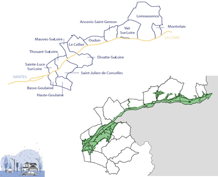 Carte du périmètre du Plan de Prévention des Inondations de la Loire amont de Nantes